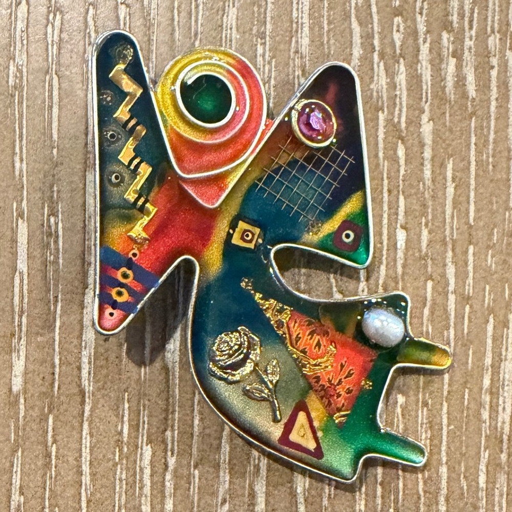 Yossi Steinberg Colorful Resin Angel Brooch Vintage